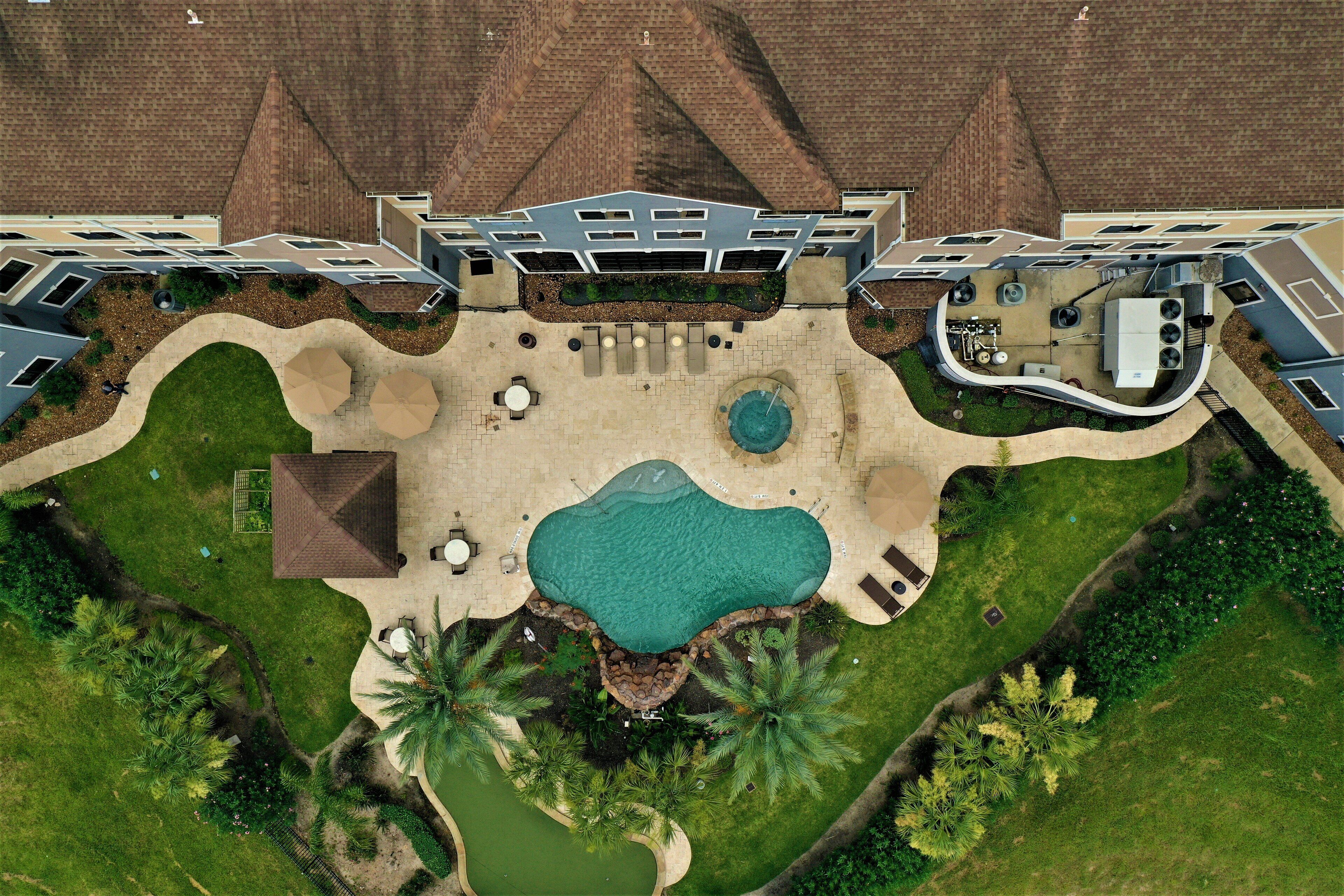 Outdoor pool, sun loungers