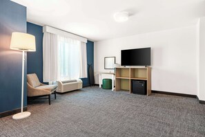 Room, 1 King Bed, Accessible (Mobility & Hearing, Roll-in Shower) | Living area
