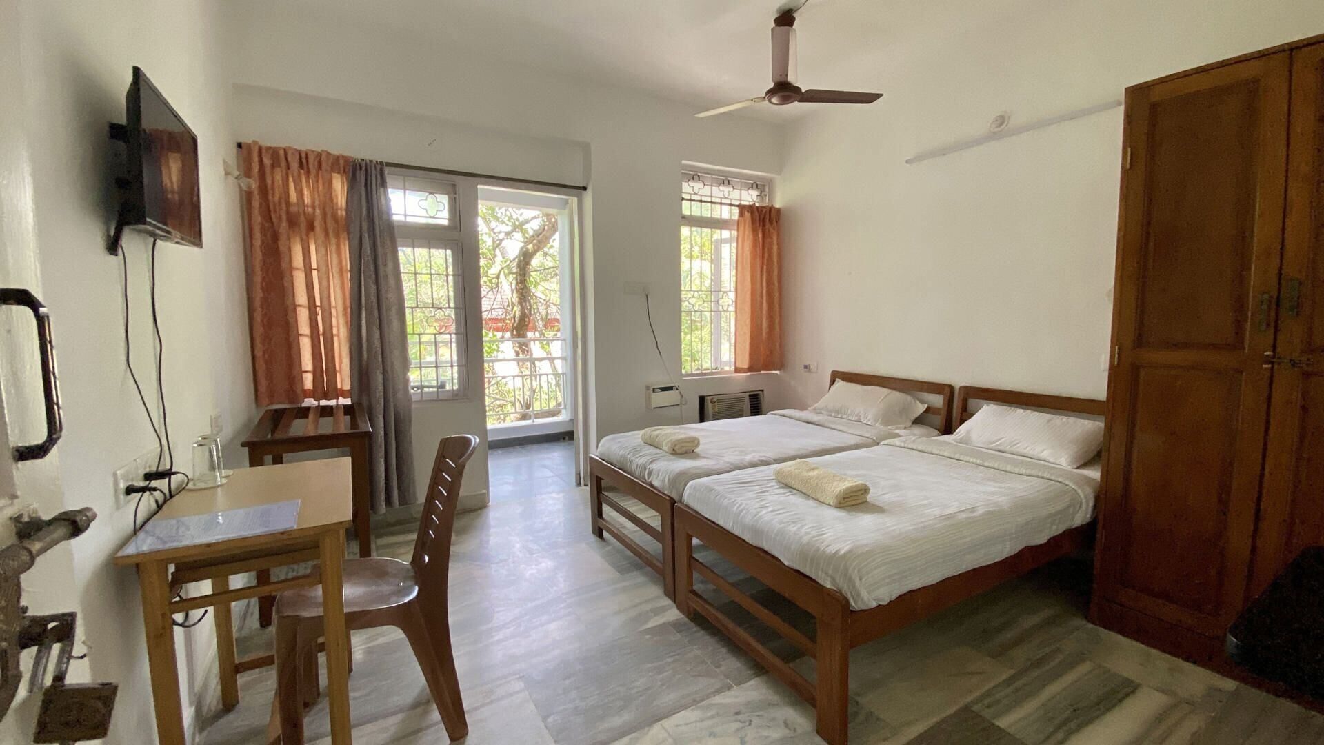 Individually furnished, desk, laptop workspace, blackout drapes