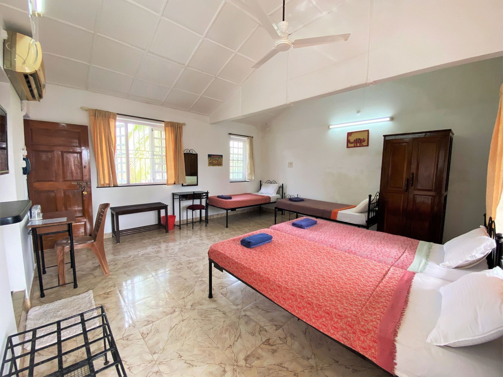 Individually furnished, desk, laptop workspace, blackout drapes