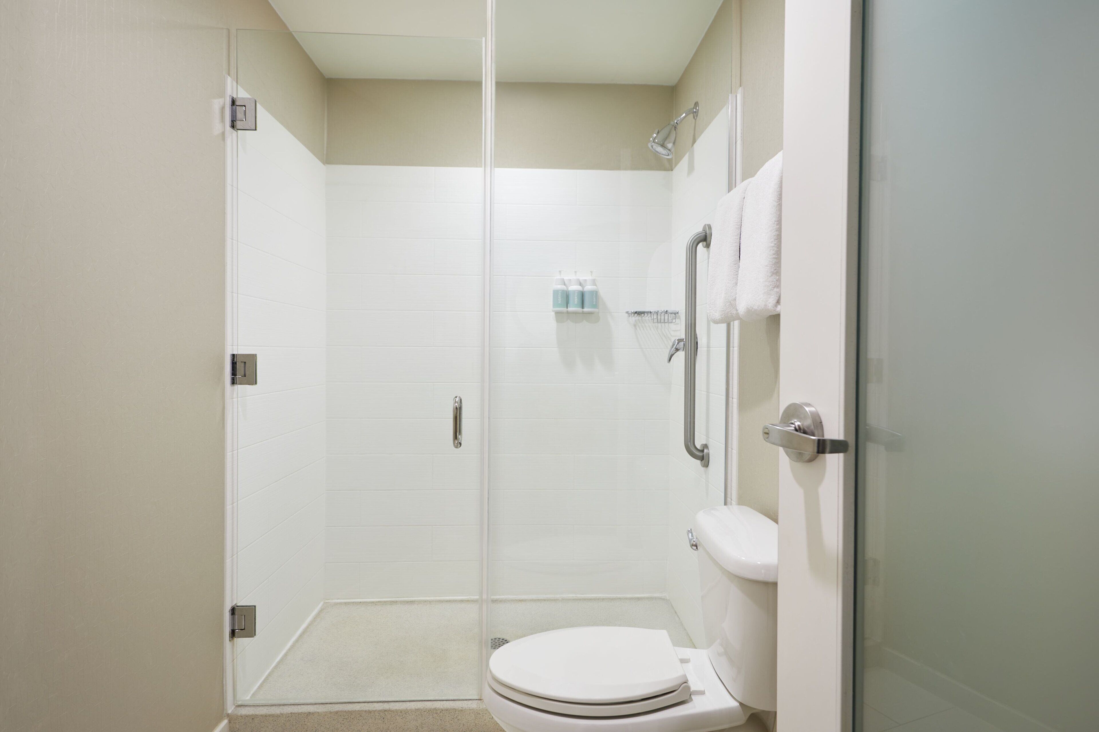 free toiletries, hair dryer, towels