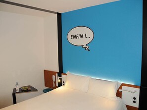 Premium bedding, blackout curtains, soundproofing, free WiFi