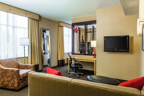 Desk, blackout drapes, iron/ironing board, free cribs/infant beds