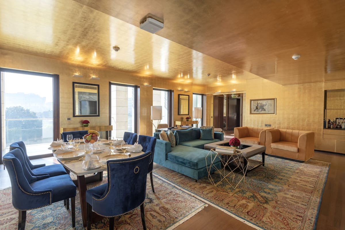 Presidential Suite, 2 Bedrooms, Private Pool | Living room | 32-inch LCD TV with digital channels, TV, DVD player