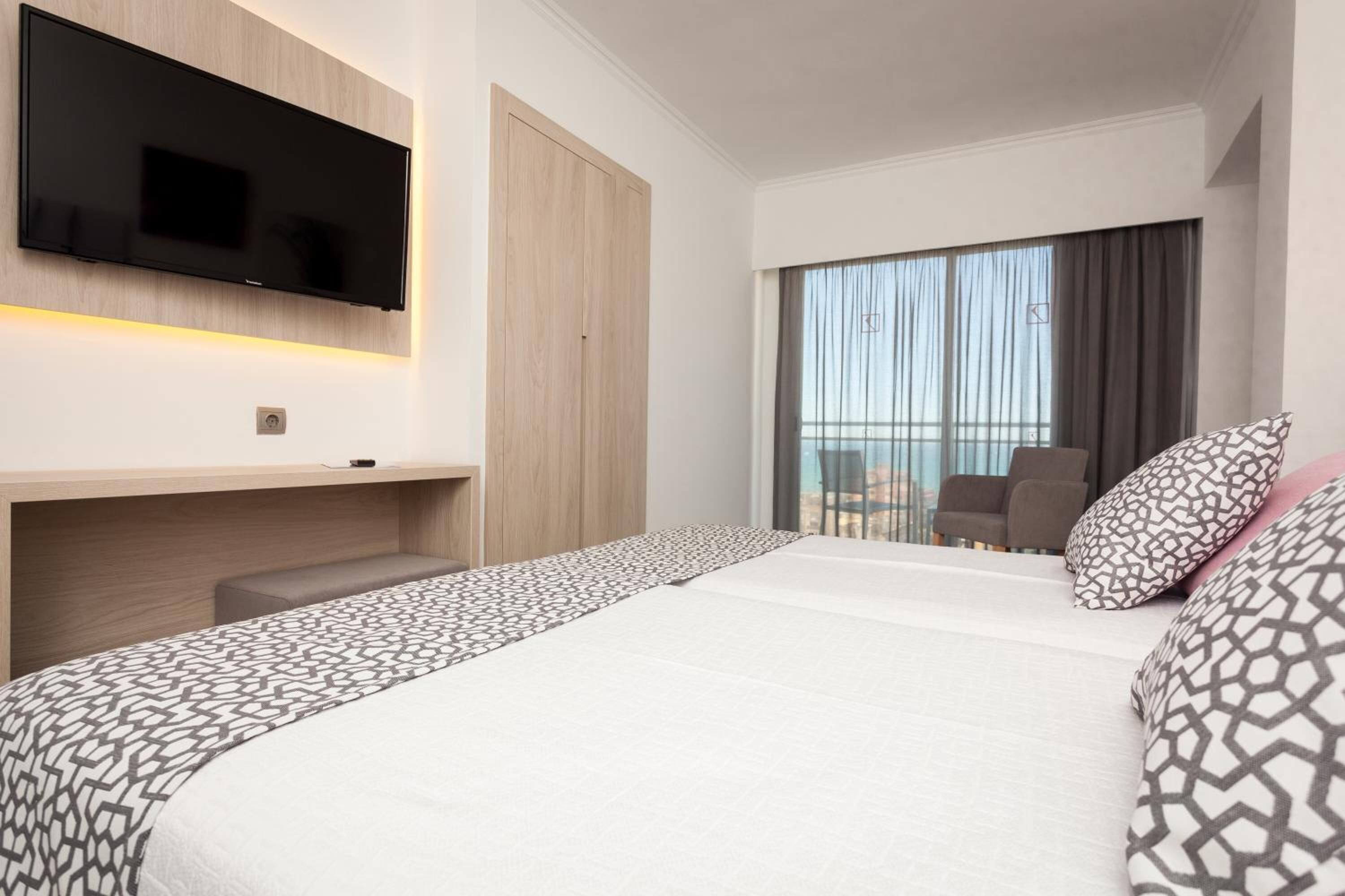 1 bedroom, desk, laptop workspace, blackout curtains