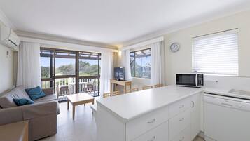 Apartamento Deluxe | Zona de estar | Una televisión, libros