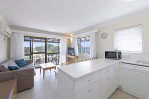 Apartamento Deluxe | Zona de estar | Una televisión, libros