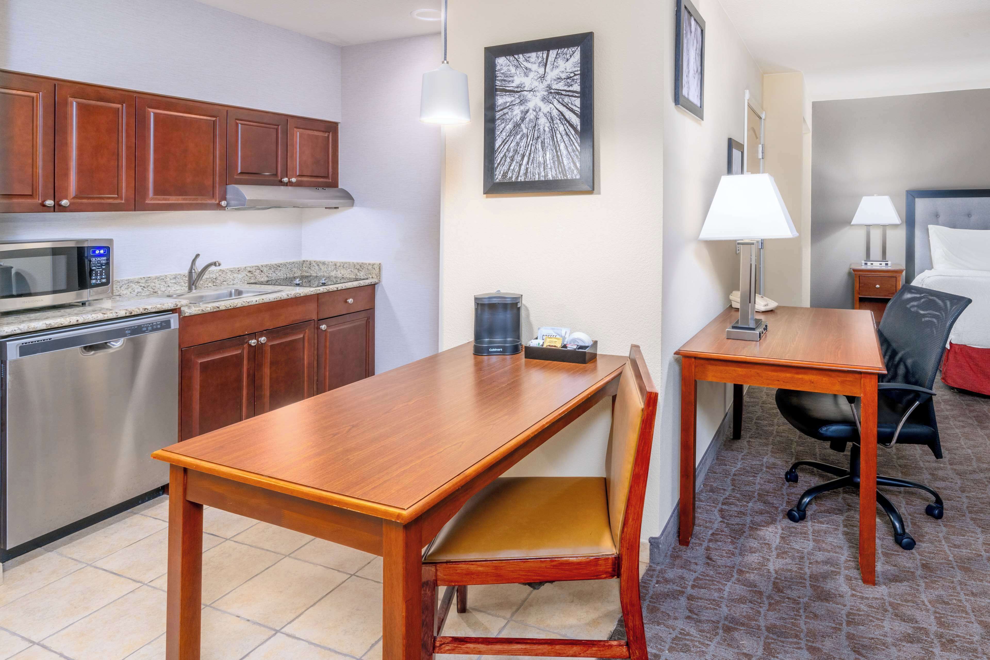 studio, 1 king bed, accessible, bathtub (mobility & hearing) | private kitchen | full-sized fridge, microwave, stovetop, dishwasher