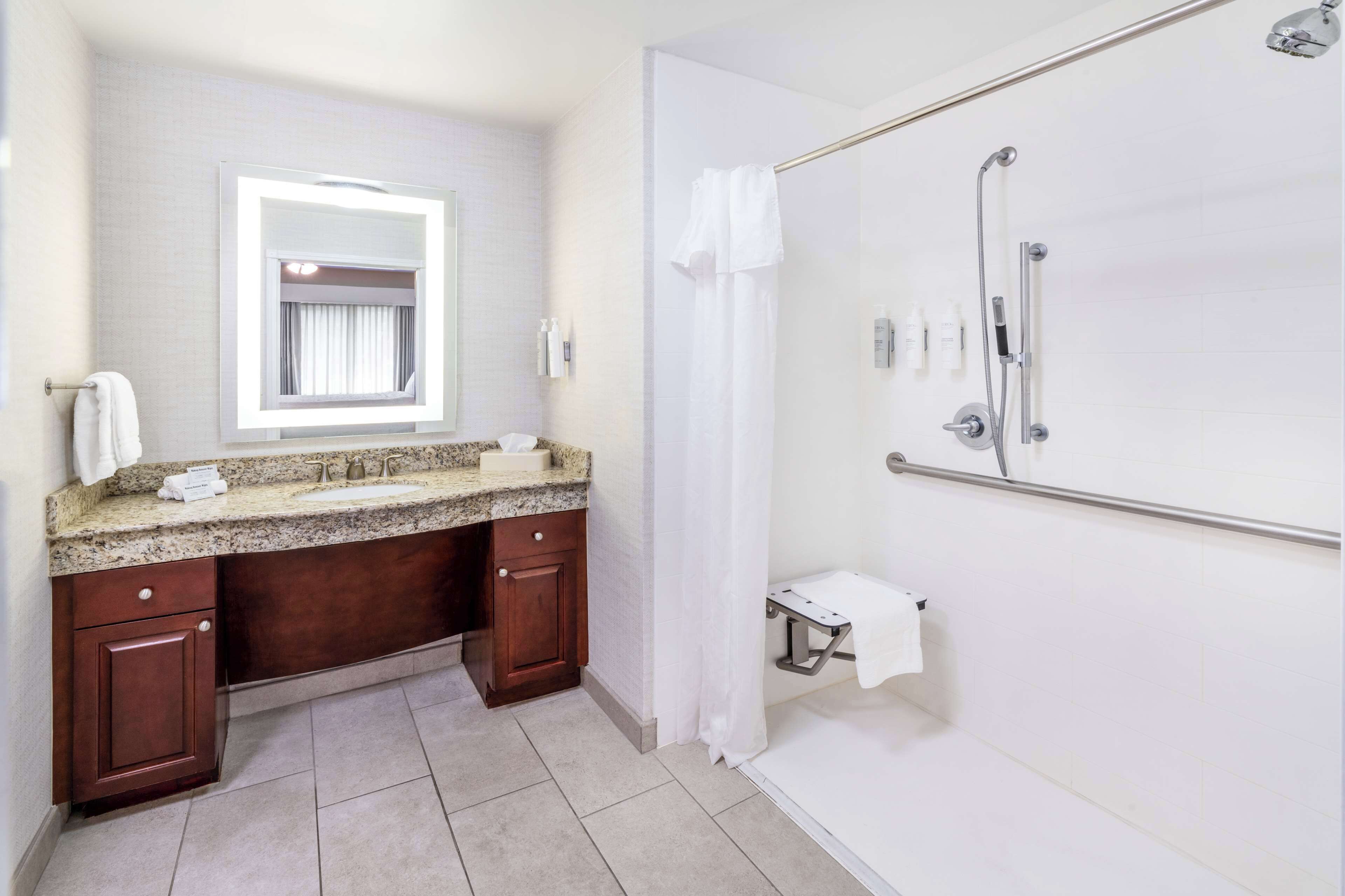 suite, 2 queen beds, accessible, non smoking (roll-in shower) | bathroom shower