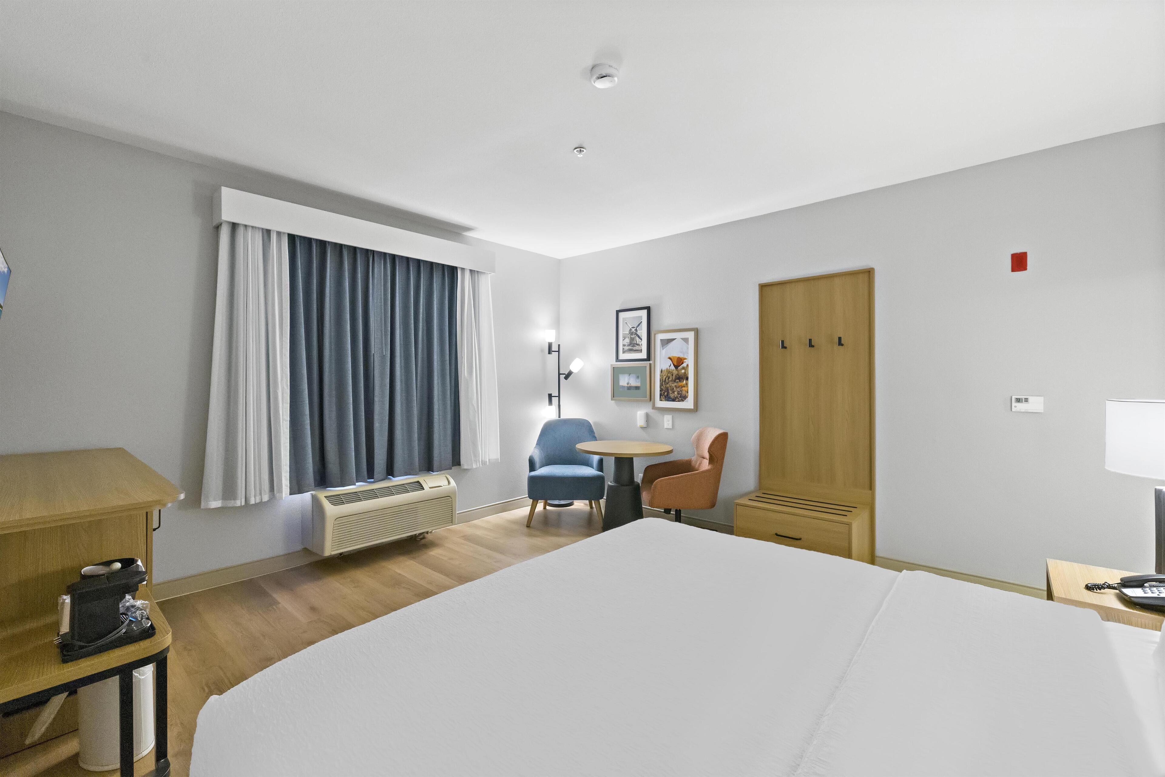 Desk, iron/ironing board, WiFi (free), alarm clocks