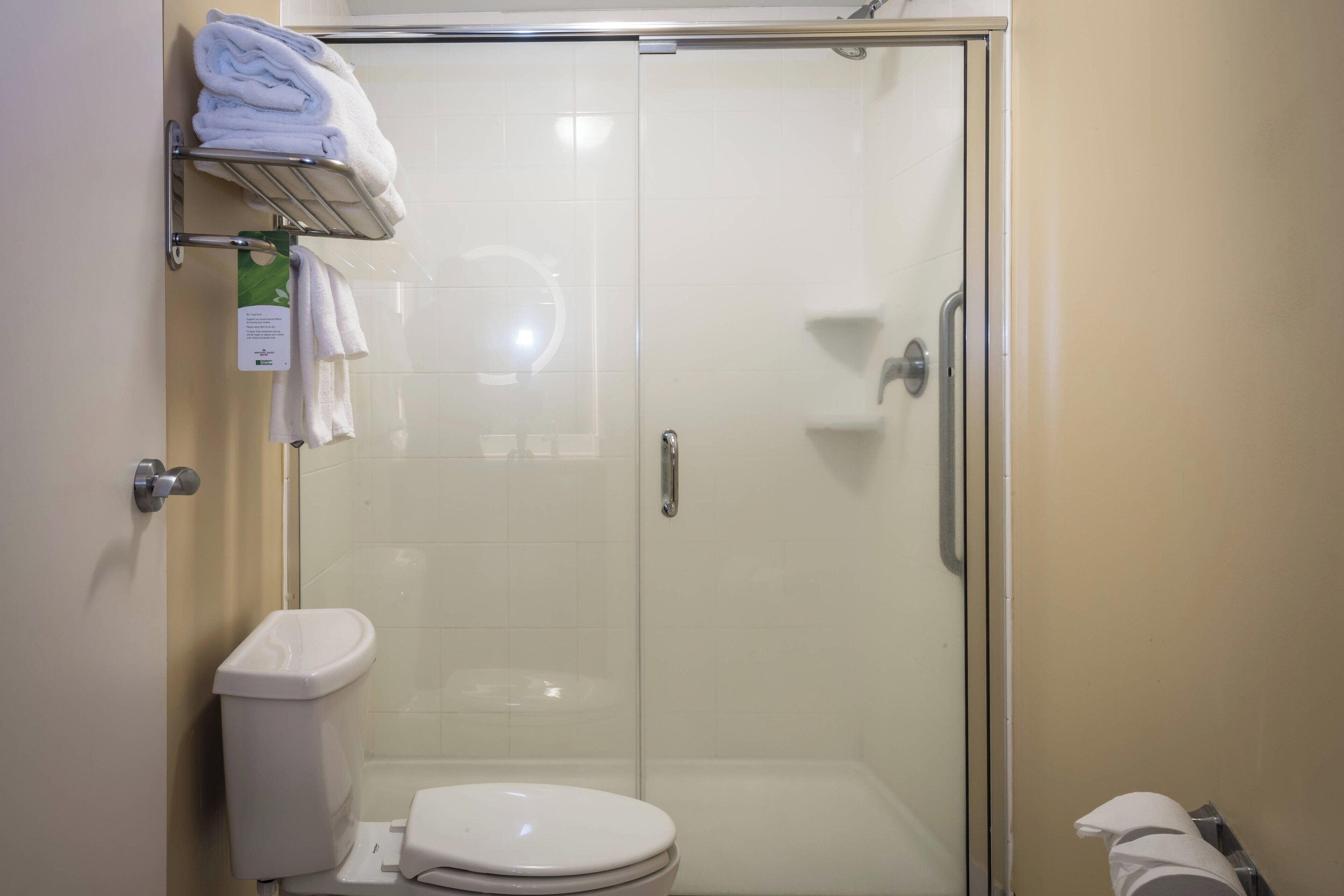 studio, 1 king bed with sofa bed | bathroom | shower, hair dryer, towels