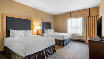 Premium bedding, pillow-top beds, desk, iron/ironing board