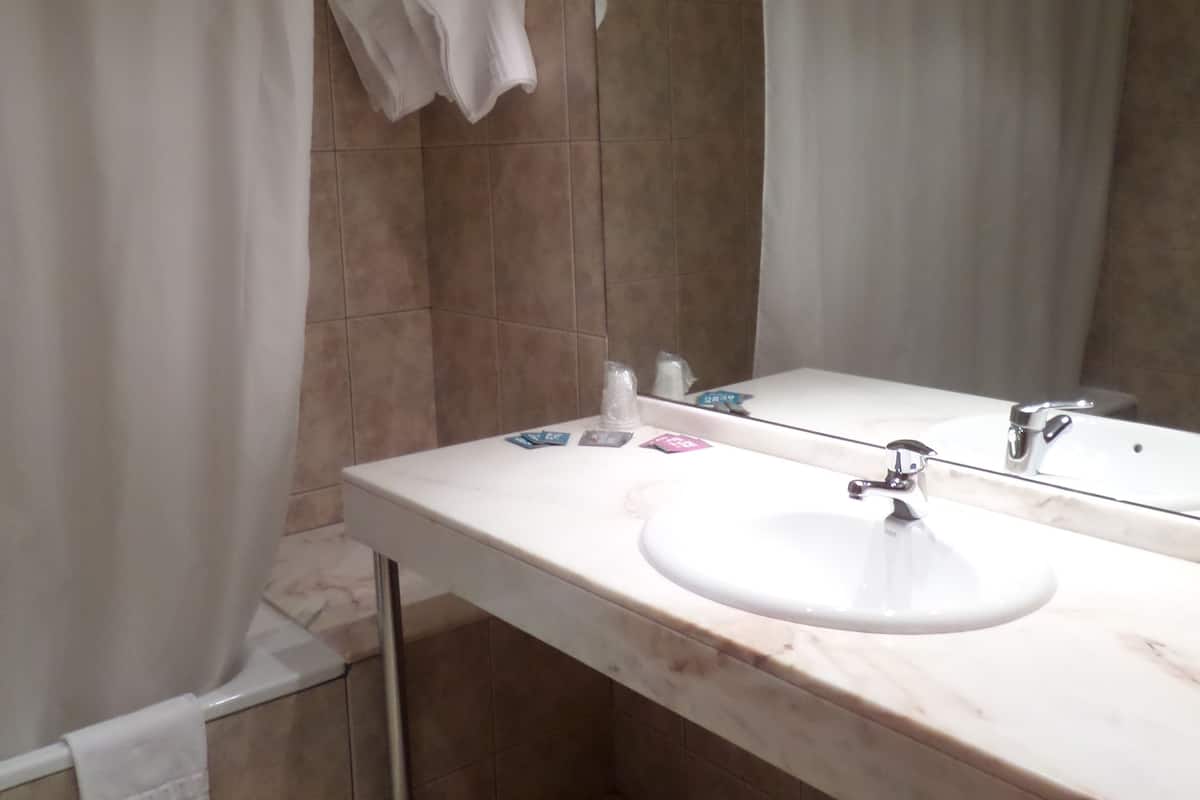 combined shower/bathtub, free toiletries, hair dryer, bidet