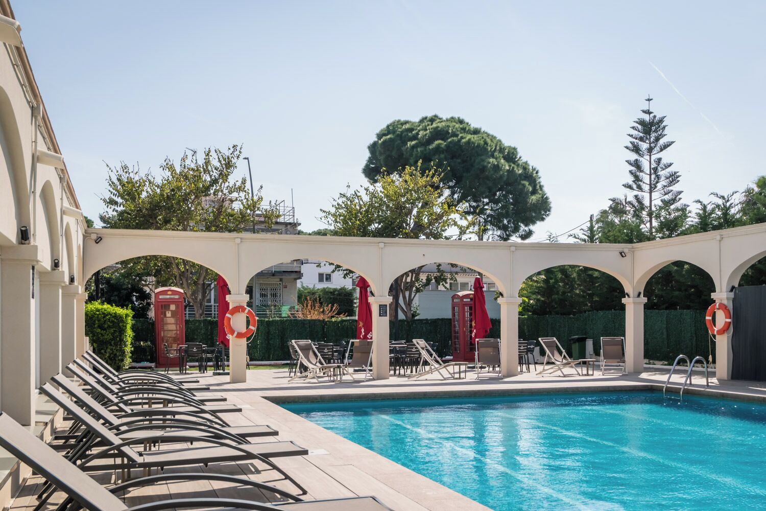 Outdoor pool, open 9:00 AM to 8:30 PM, pool umbrellas, sun loungers