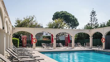 Outdoor pool, open 9:00 AM to 8:30 PM, pool umbrellas, sun loungers