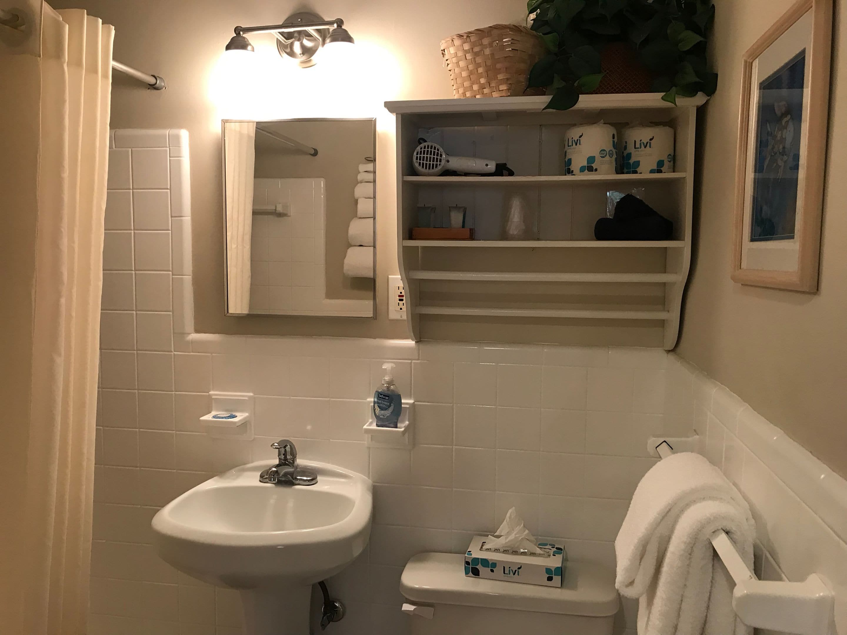 free toiletries, hair dryer, towels, soap