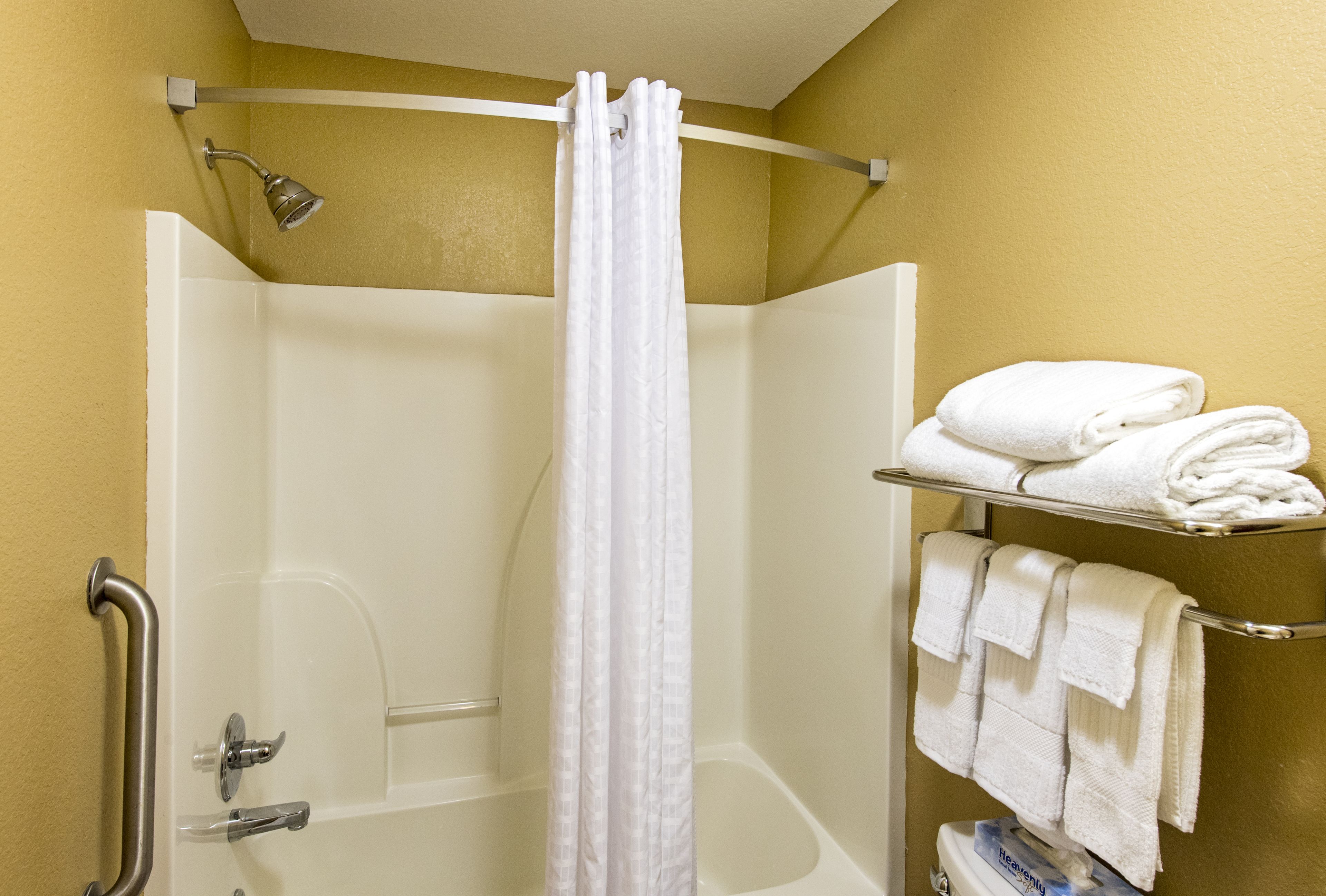 studio suite, 1 queen bed | bathroom | hair dryer, towels