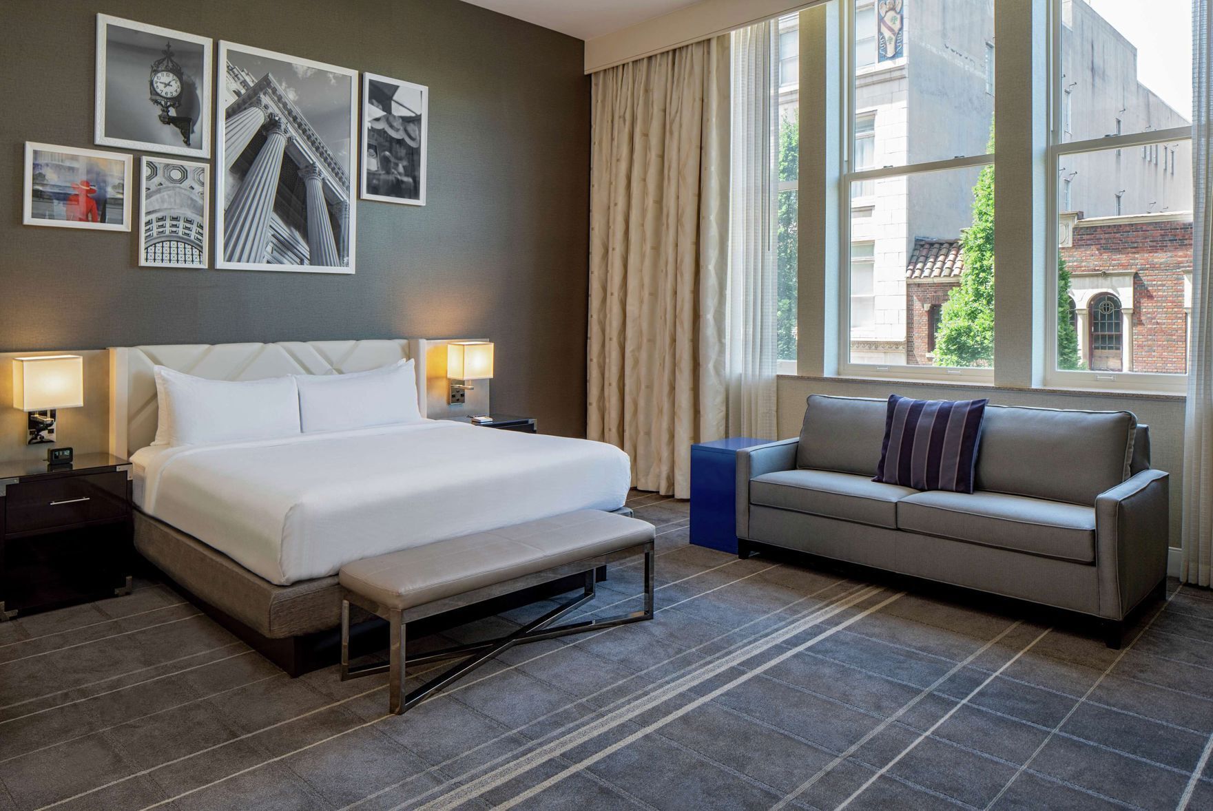 Premium bedding, down comforters, pillowtop beds, in-room safe