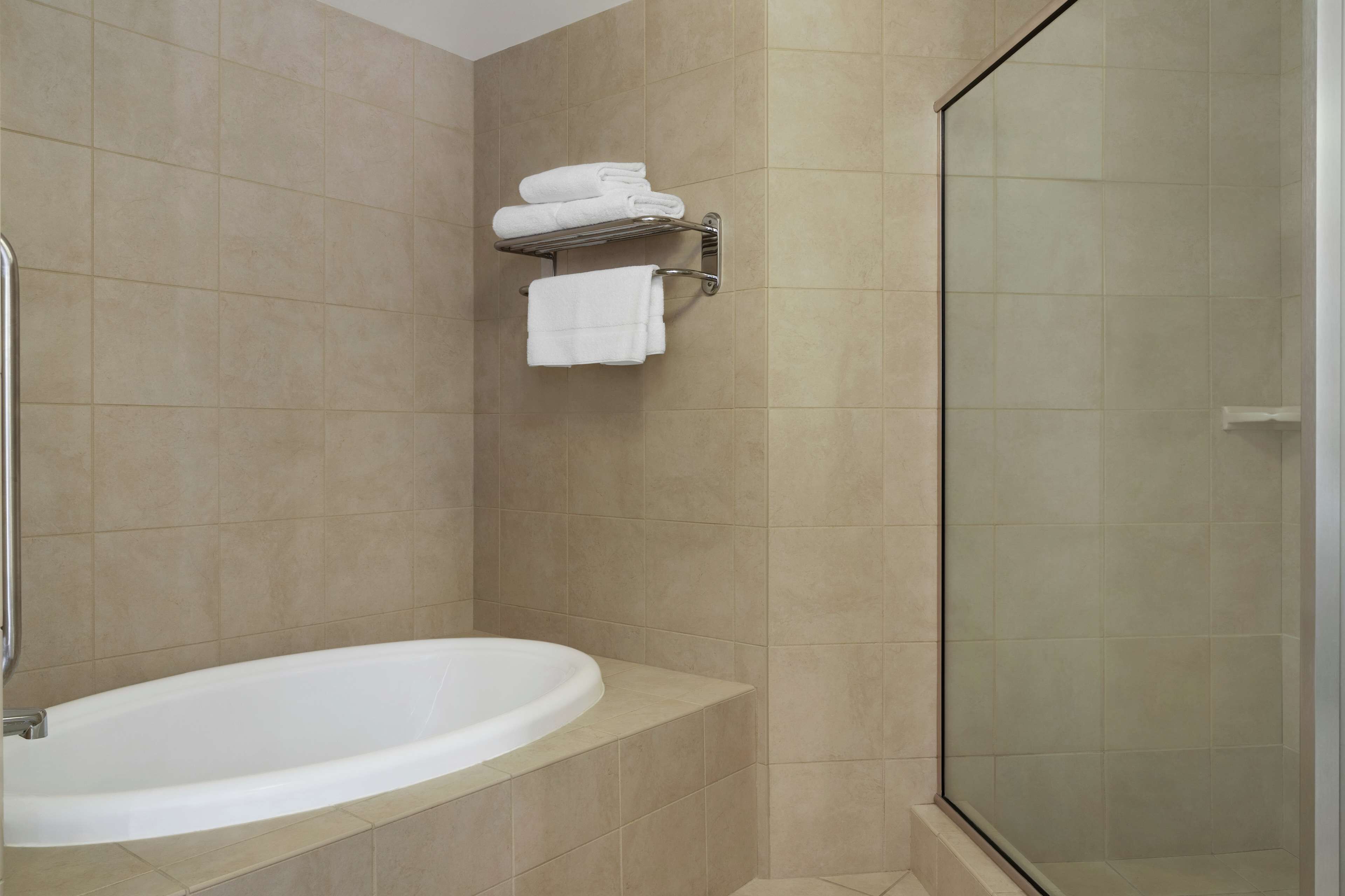 suite, 1 king bed | bathroom | combined shower/bathtub, hair dryer, bathrobes, towels