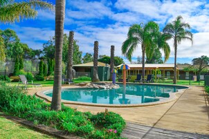 Outdoor pool, sun loungers