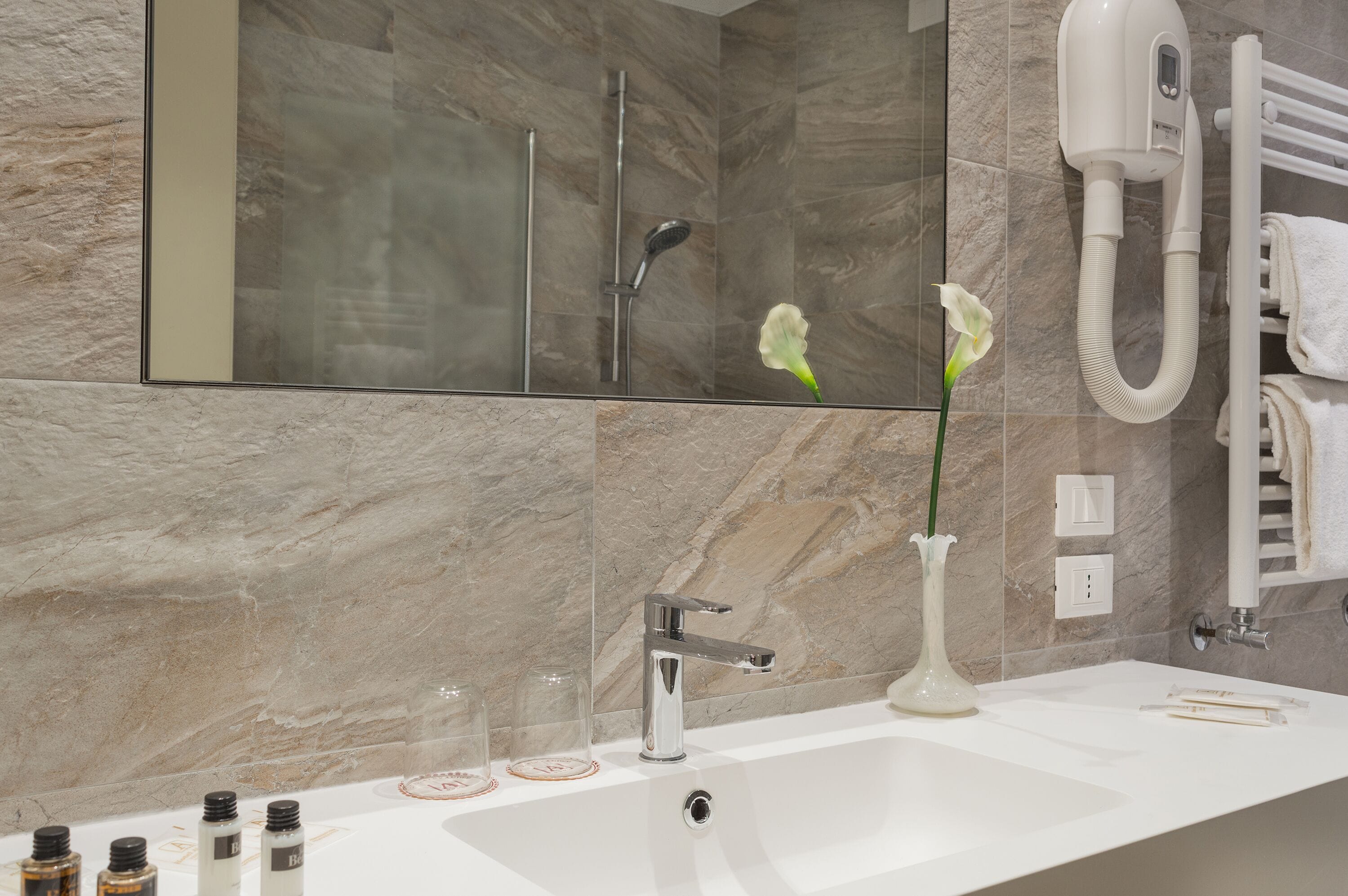 double or twin room | bathroom | free toiletries, hair dryer, bidet, towels