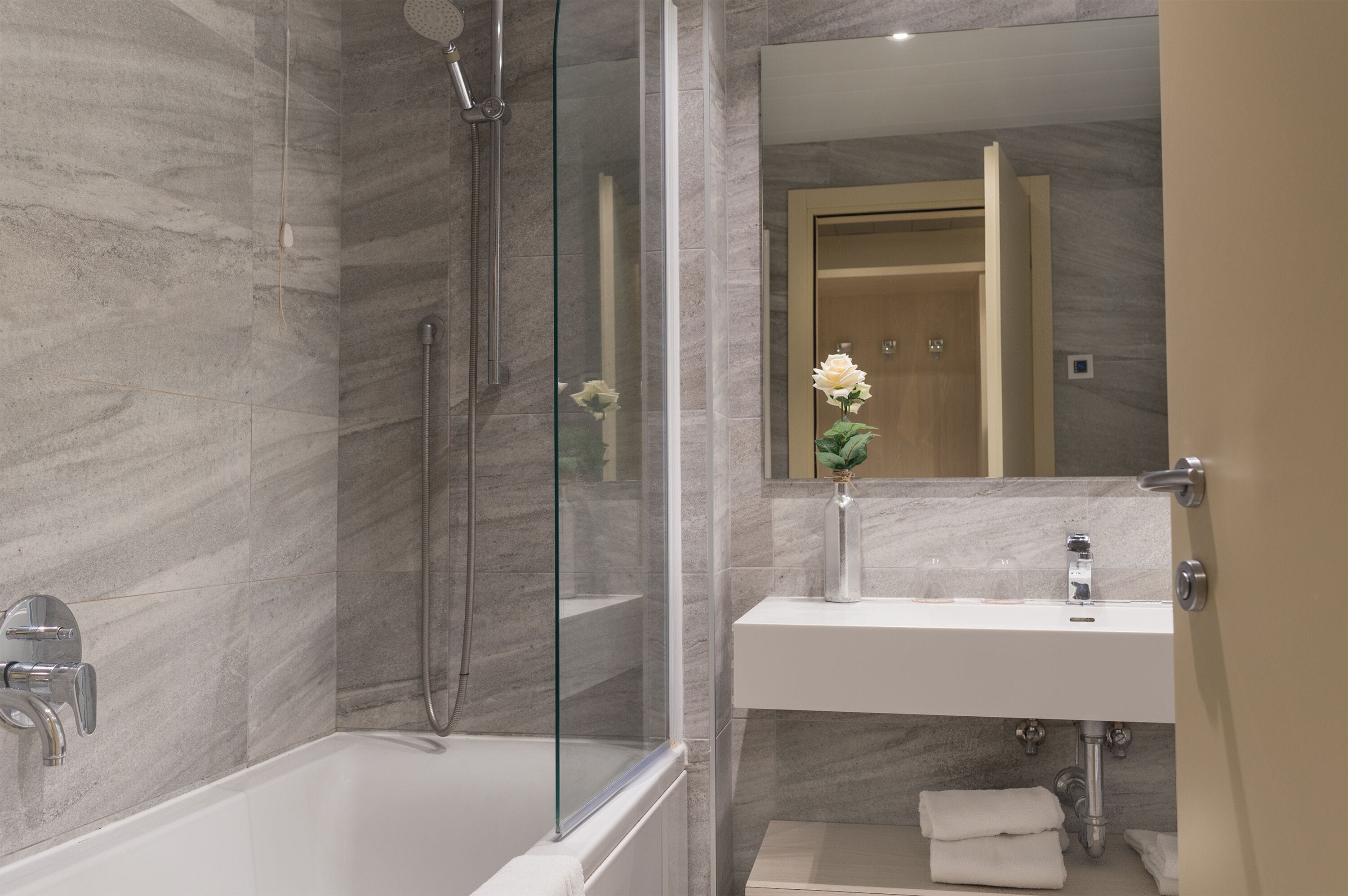 free toiletries, hair dryer, bidet, towels