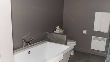 Combined shower/bathtub, hair dryer, towels