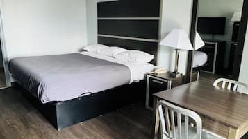 Desk, free WiFi, bed sheets