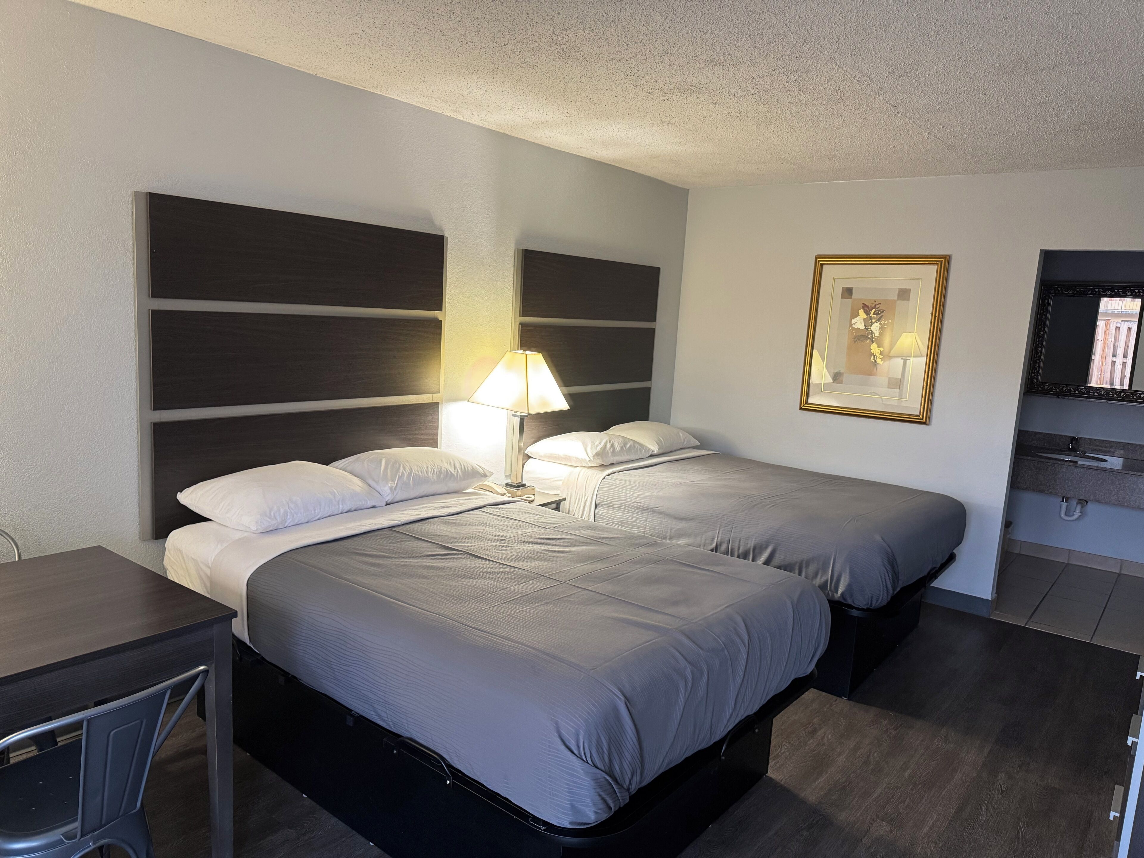 Desk, free WiFi, bed sheets