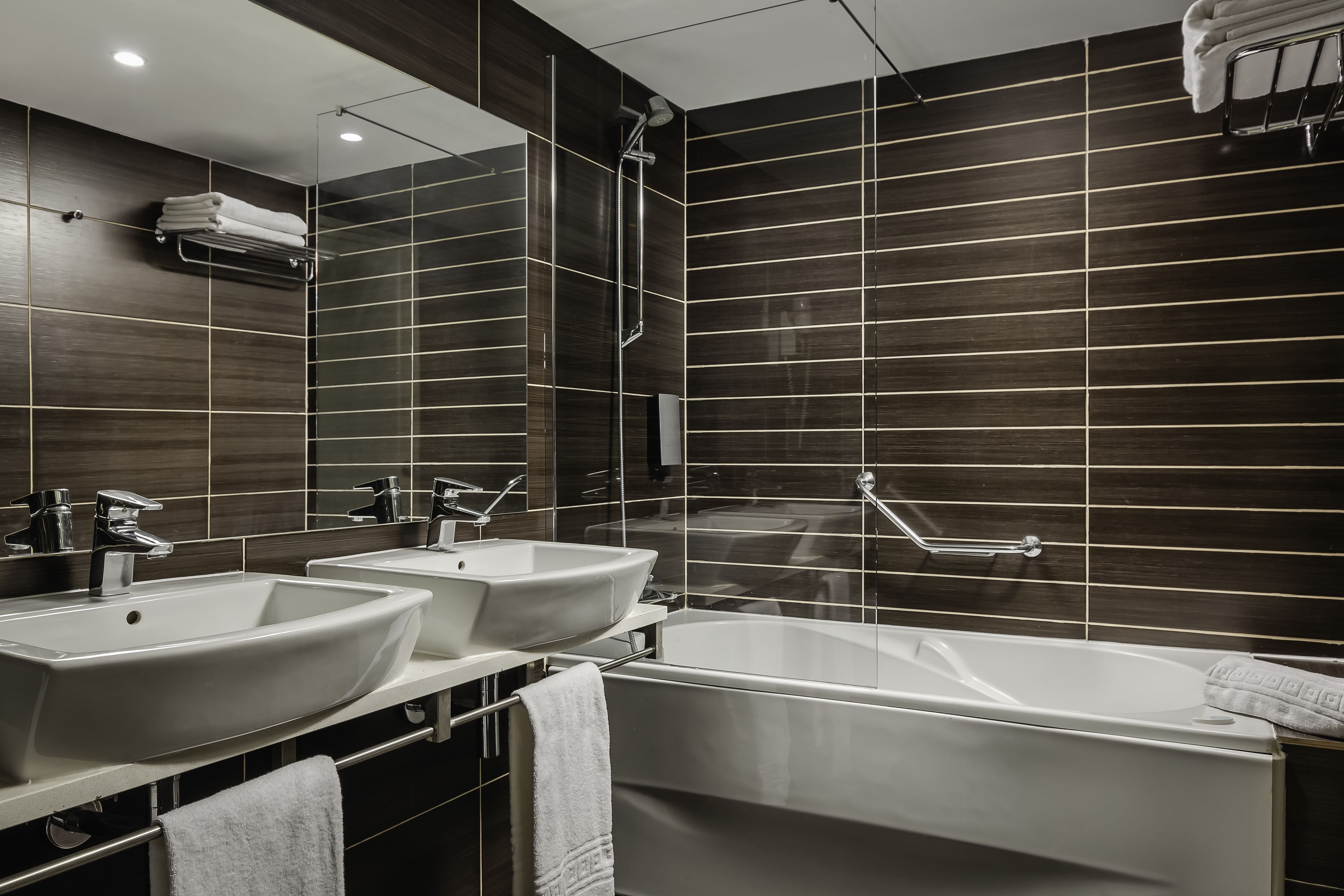 shower, hydromassage showerhead, hair dryer, bidet