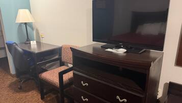 Pillowtop beds, desk, laptop workspace, iron/ironing board