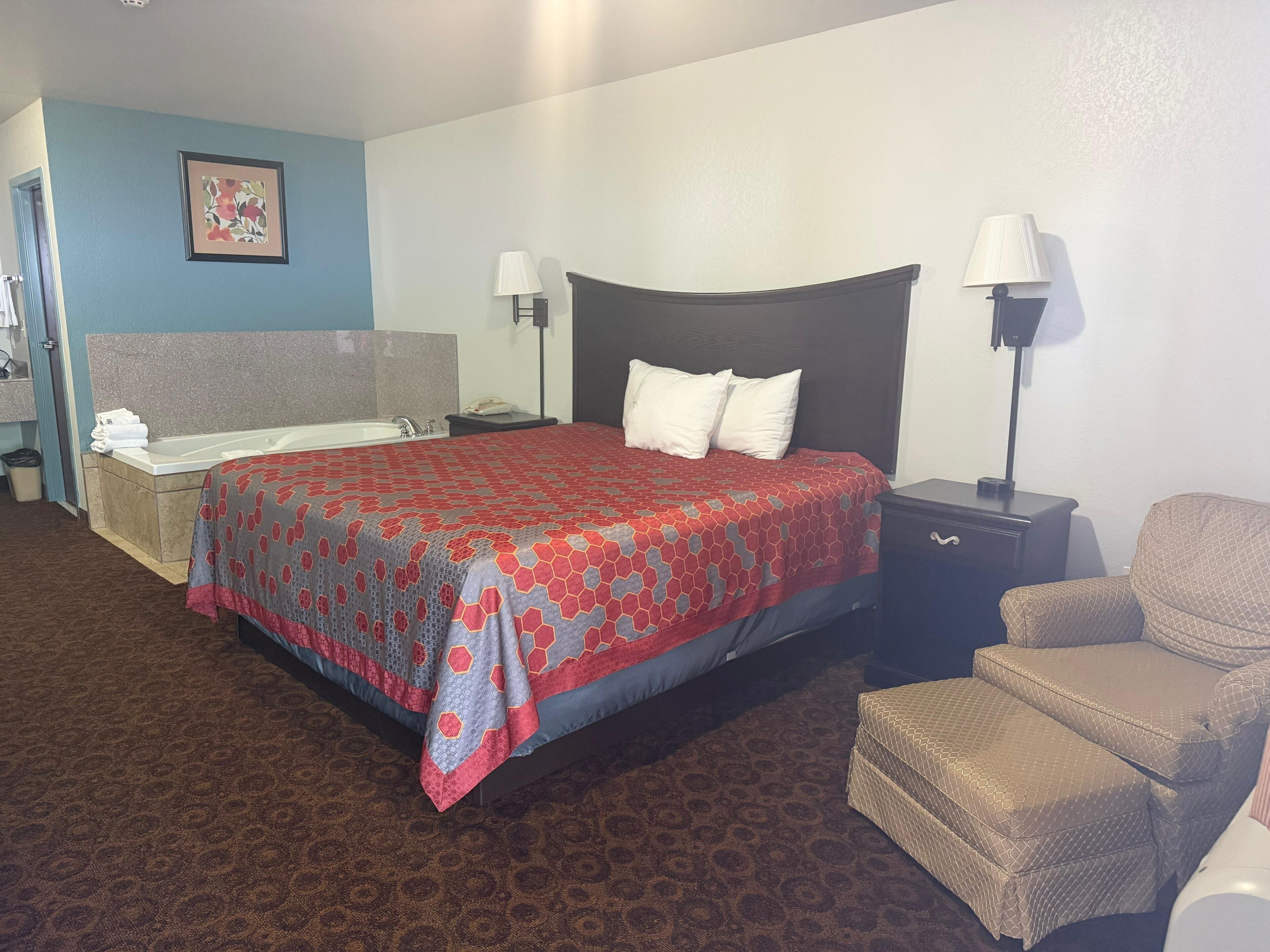 Pillowtop beds, desk, laptop workspace, iron/ironing board