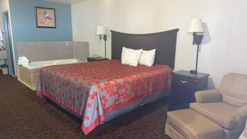 Pillowtop beds, desk, laptop workspace, iron/ironing board