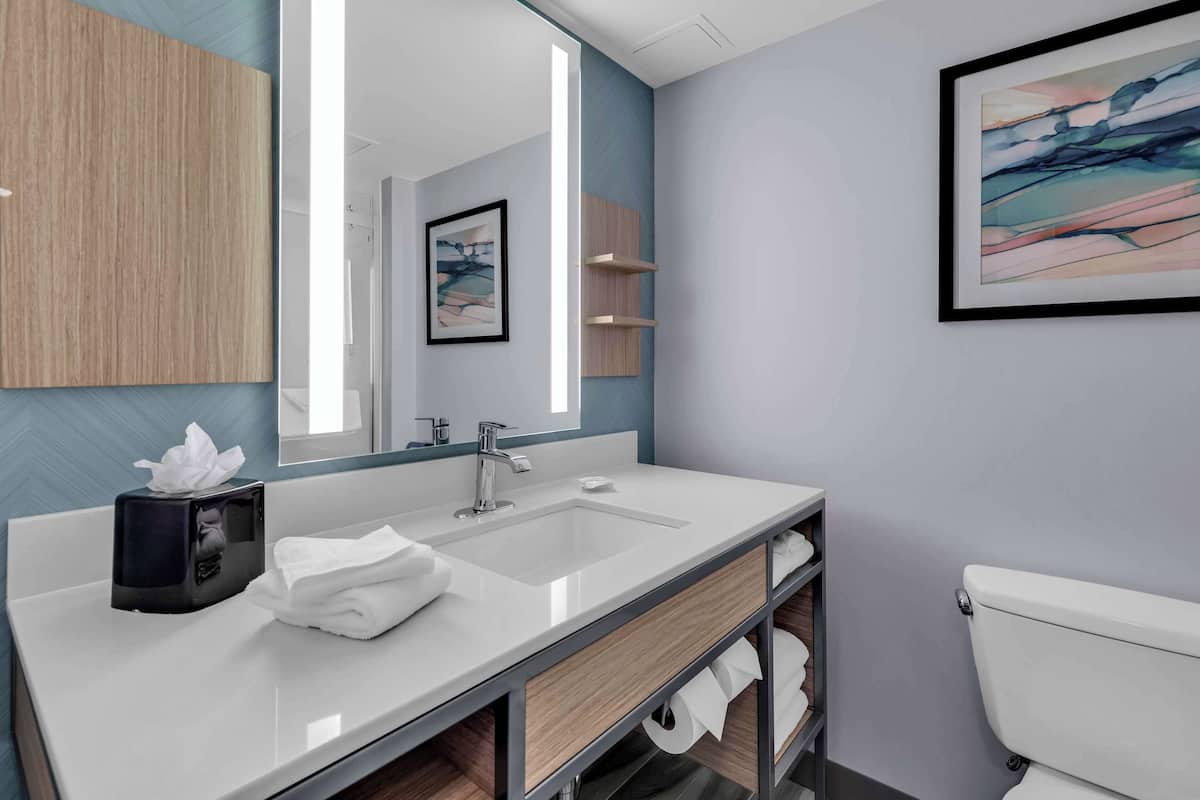 Amenidades de baño gratuitas, secadora de cabello, toallas, jabón