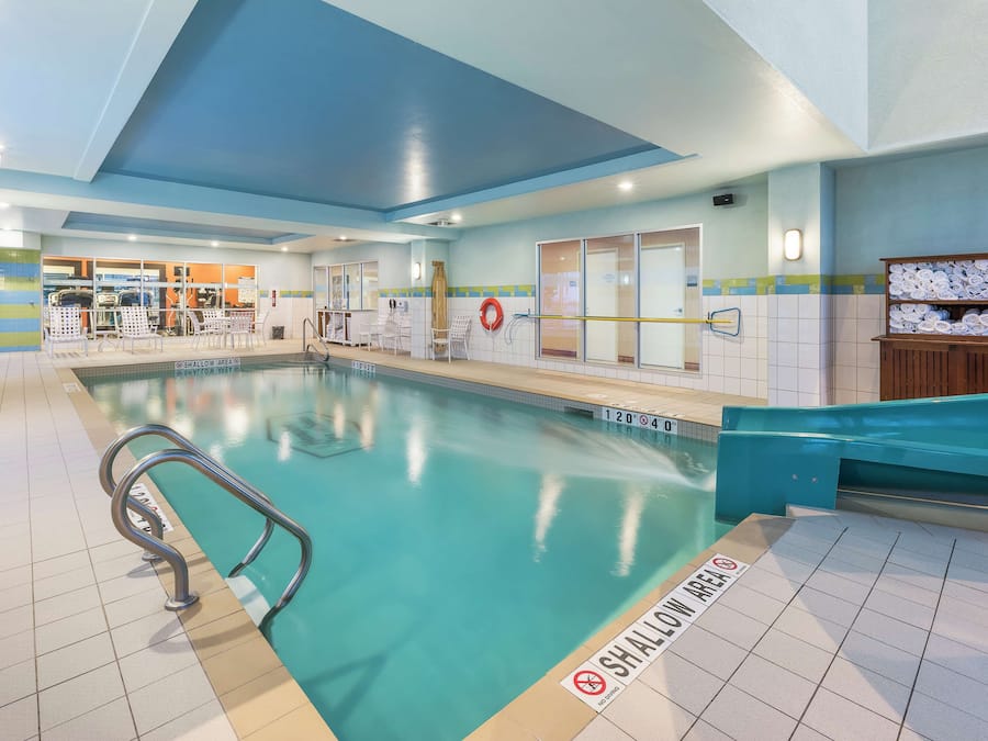Indoor pool, open 7:00 AM to 10:00 PM, sun loungers