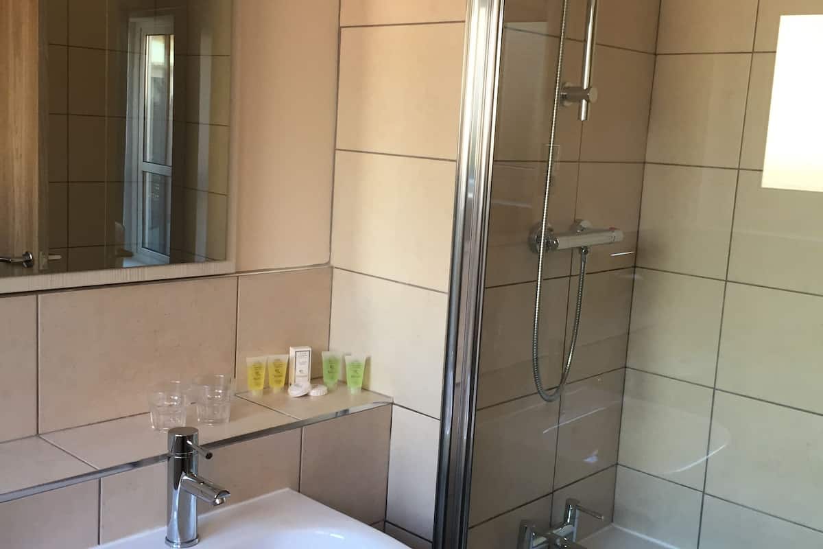standard double room, 1 double bed, ocean view | bathroom | shower, free toiletries, hair dryer, towels