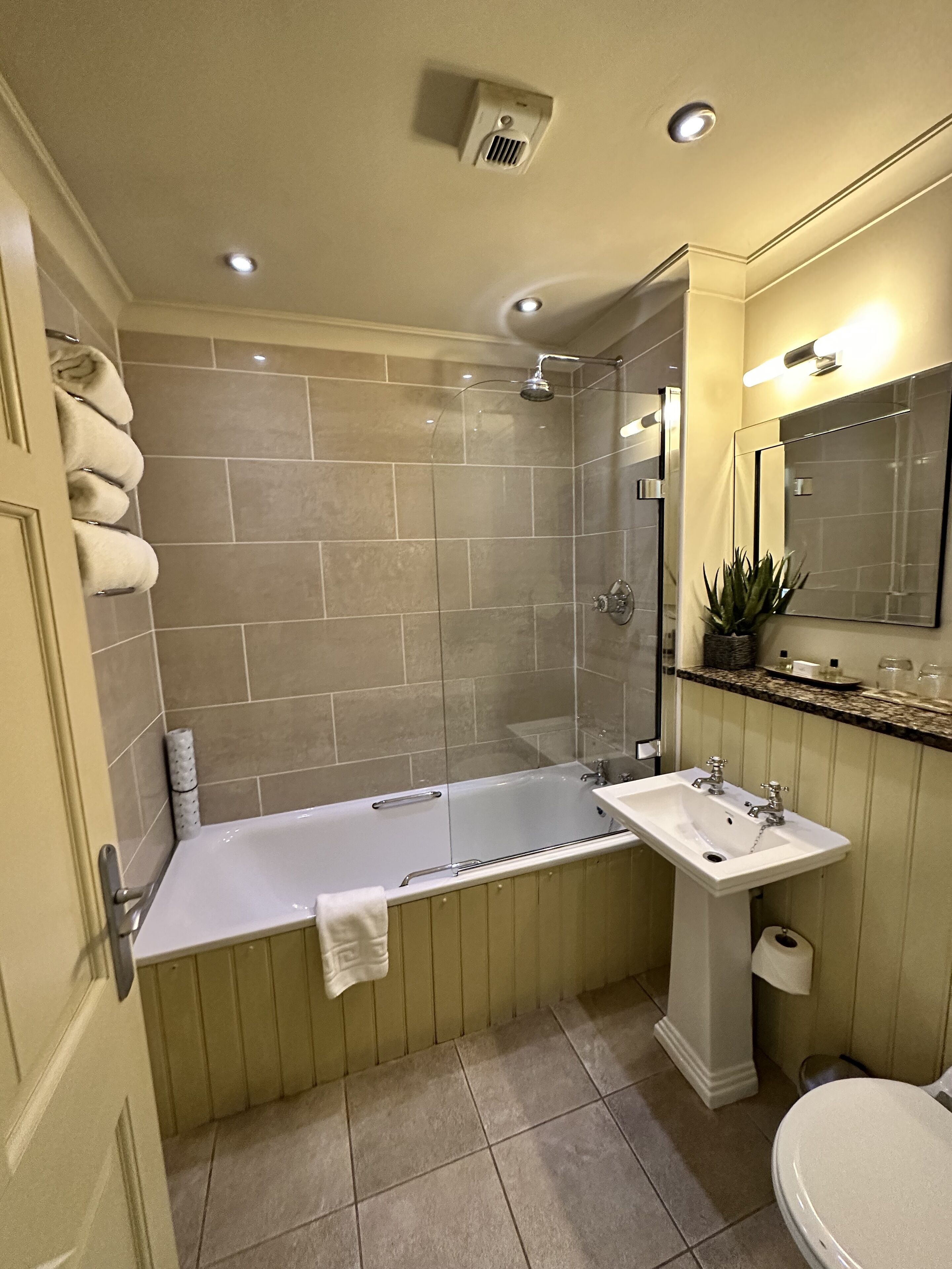 luxury double room | bathroom | combined shower/bathtub, free toiletries, hair dryer, towels