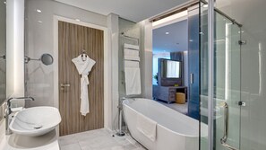 Eco-friendly toiletries, hair dryer, bathrobes, slippers
