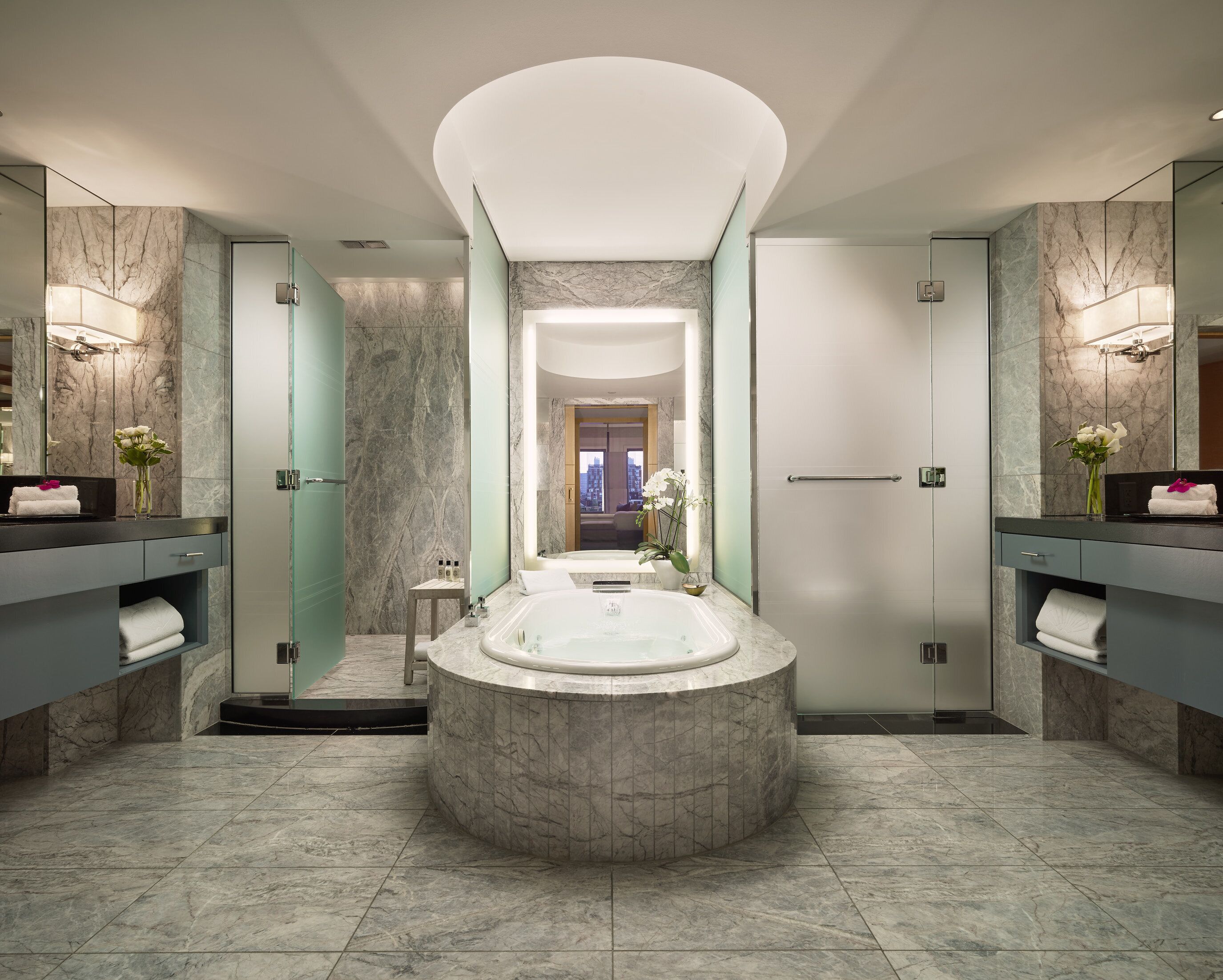 presidential suite, 1 king bed | bathroom | separate bathtub and shower, deep-soaking bathtub, designer toiletries