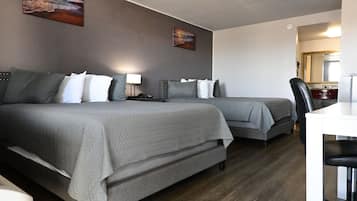 Deluxe Room, 2 Queen Beds | Desk, laptop workspace, blackout drapes, iron/ironing board