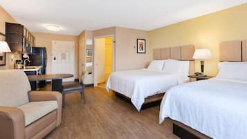 Studio Suite, 2 Queen Beds | Premium bedding, desk, laptop workspace, blackout drapes