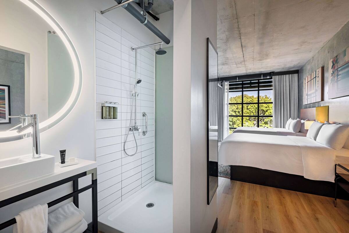 room, 2 queen beds (nylo) | bathroom shower