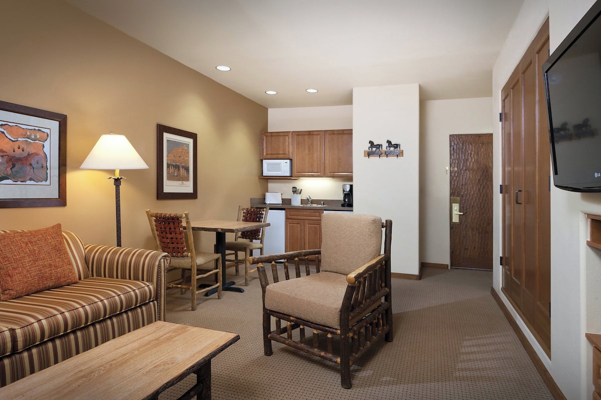 standard studio, non smoking, kitchenette | living room | 36-inch lcd tv with cable channels, tv, dvd player