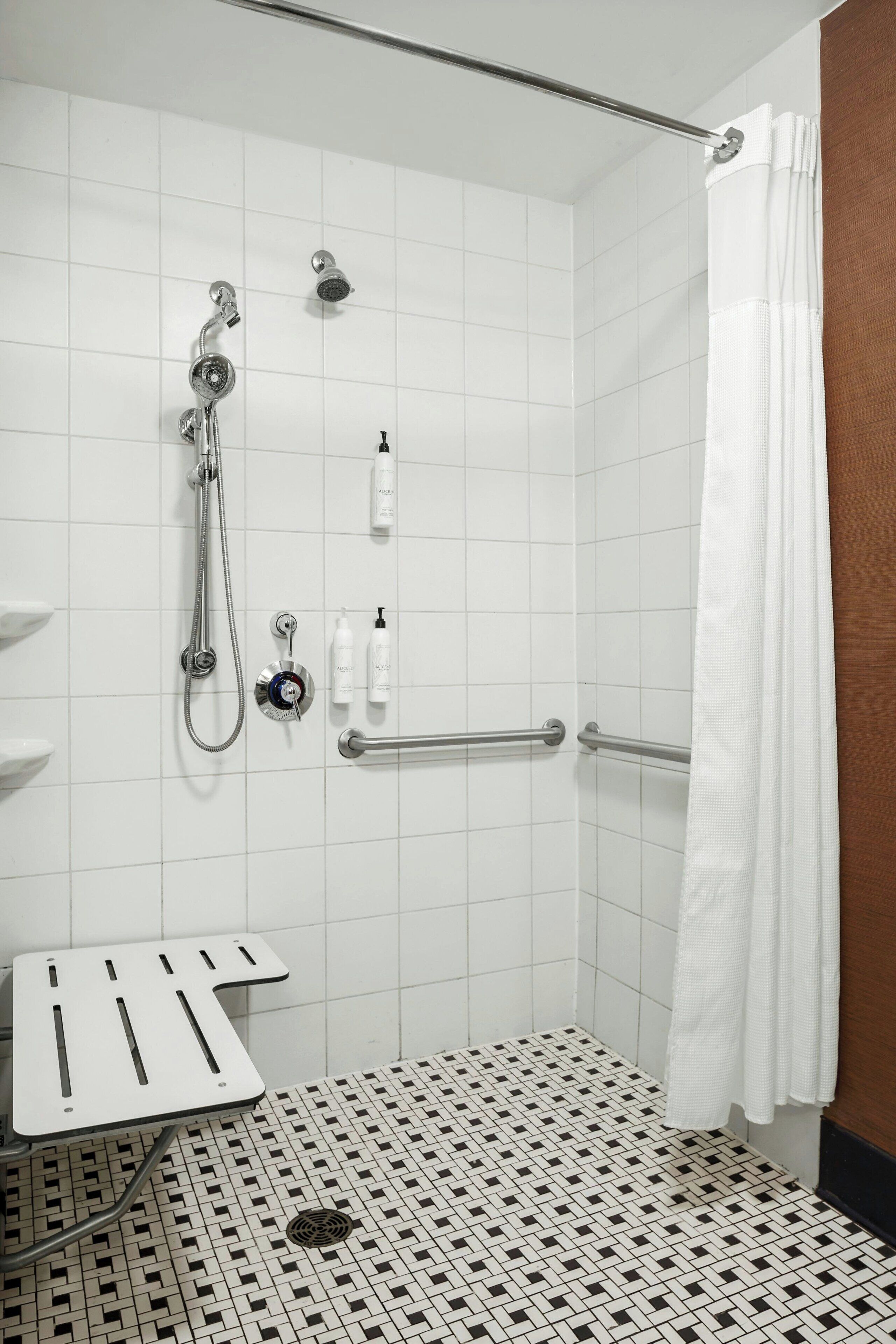 room, 1 king bed (mobility/hearing access, roll-in shwr) | bathroom | combined shower/bathtub, hair dryer, towels, soap