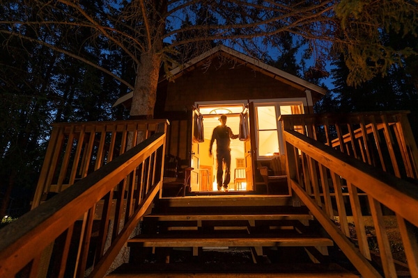 Honeymoon Cabin, 1 Queen Bed, Fireplace | Terrace/patio