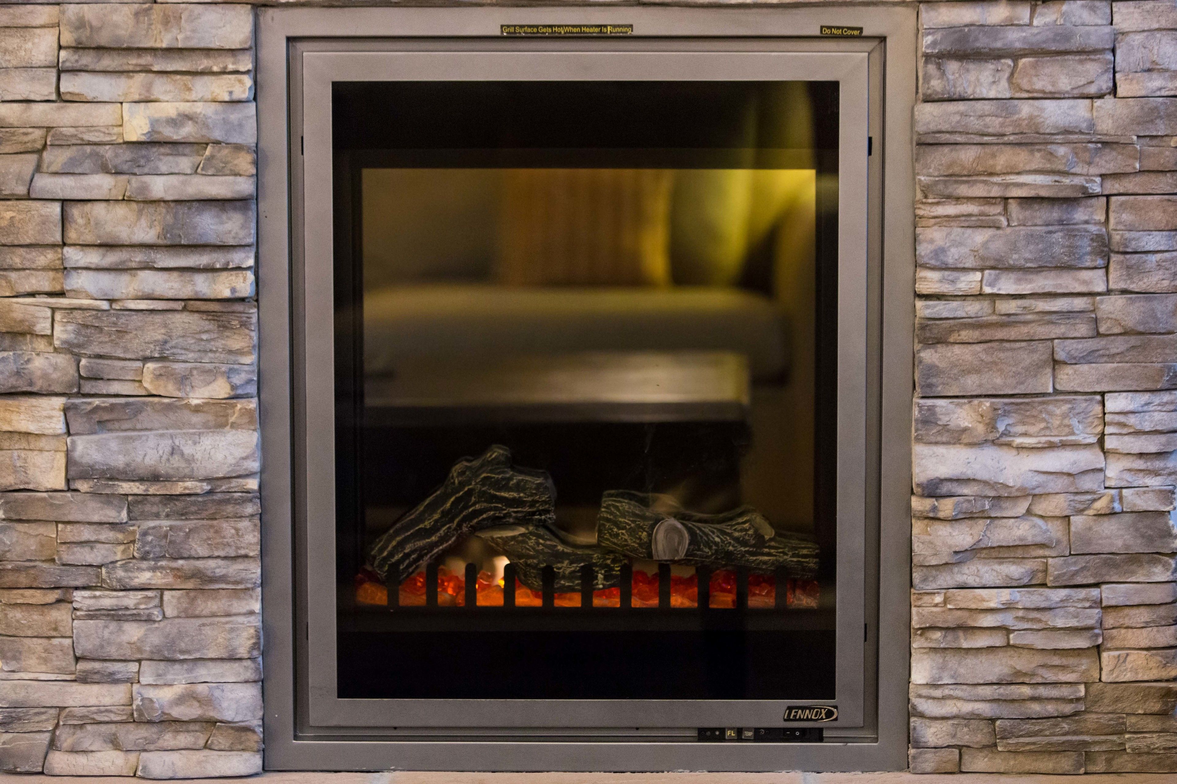 48-inch flat-screen tv with digital channels, tv, fireplace