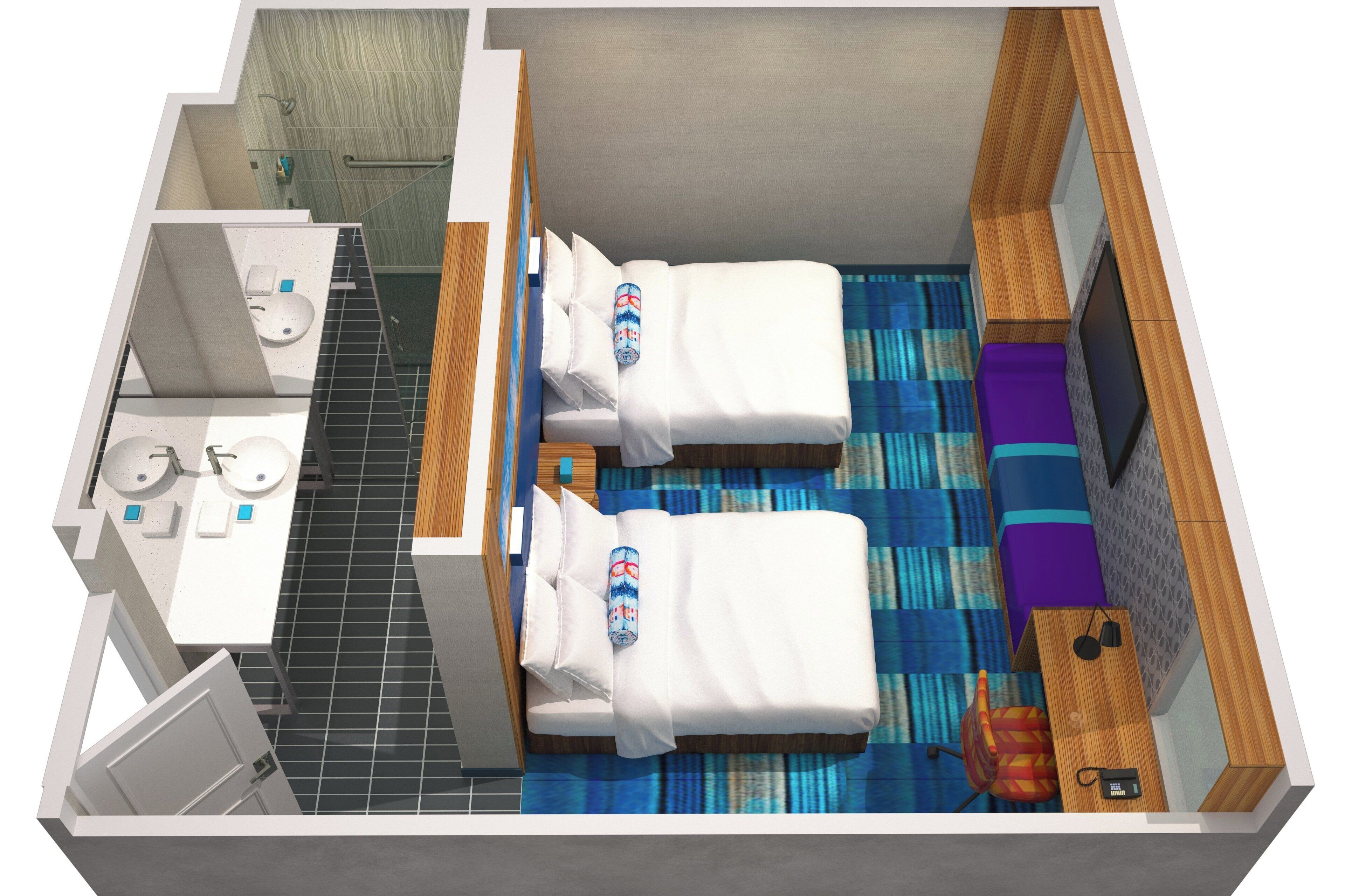 room, 2 queen beds (mini fridge) | property amenity