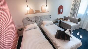 Select Comfort beds, individually furnished, desk, blackout curtains