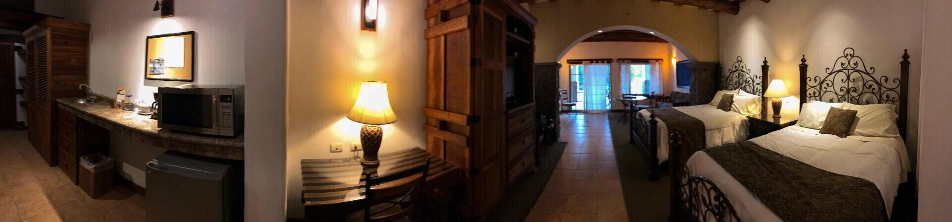 premium bedding, down duvets, memory-foam beds, desk