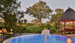 Outdoor pool, pool loungers